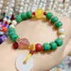 En Stock Estilo Étnico Pulsera de Turquesa Artificial Coral al por Mayor Moda DIY Original Pulsera de Cristal de Fresa Perla Joyería