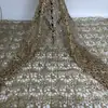 Tela de Encaje Bordado con Chispas Doradas y Polvo, Disponible en Stock, Adecuada para Vestidos de Novia, Ropa Infantil y Vestidos de Cola, Disponible en Múltiples Colores