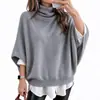 Nuevo Suéter de Punto con Capa de Cuello Alto para Mujer Estilo Perezoso Holgado Suave Pegajoso Otoño Invierno Color Sólido Chal Exterior sin Mangas