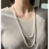 Colar Coreano Dongdaemun Retrô Multicamadas de Pérolas Sintéticas Corrente Longa Versátil para Suéter Joia Cheongsam Corrente de Bolas
