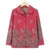 Vovó de meia-idade e idosa Primavera e Outono camisa de manga comprida senhora velha camisa de lapela festiva 70 anos de idade mãe casaco fino