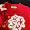 Suéter Festivo de Año Nuevo Cuello Redondo Invierno Alta Calidad Año Nuevo Año del Dragón Atuendo Rojo para Pareja Holgado y Más Fácil de Combinar Top de Punto