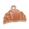 Encantos de Bolsa para Colgantes de Pulsera y Collar, Accesorios de Esmalte, Serie de Comida de Croissant y Papas Fritas Estilo Coreano