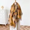Otoño Invierno Nuevo Chal Rayado Bohemio Floral de Hilo de Núcleo para Hombres Mujeres Cálido con Borlas Ropa Exterior Capa Bufanda Calentador de Cuello