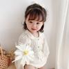 Ropa Coreana para Niñas Primavera y Otoño 2026 Nuevo Elegante Holgado Encaje Bordado Cuello Alto Conjunto de Camisa para Niñas Lindas