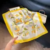 Pañuelo de Seda 70 Cuadrado Moda Coreana de Alta Gama Versátil Profesional Seda Sintética Pequeño Pañuelo de Cuello Estampado Retro Pañuelo de Seda para Mujer