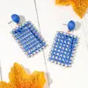 Pendientes Tejidos de Borla de Flor de Rafia de Verano Transfronterizos, Pendientes de Moda de Lujo Ligero de Gama Alta, Pendientes de Estilo Nicho