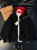 Sudadera con Capucha de Bloques de Color Americano para Hombre Otoño Peso Pesado Cardigan Chaqueta Oculta con Múltiples Bolsillos Top de Corte Limpio