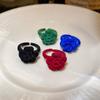 Anillo Abierto de Oso de Peluche de Terciopelo y Conejo, Joyería de Terciopelo Retro Francesa, Regalo Femenino para Mejor Amiga, Lazo