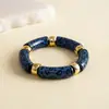 Pulseira Redonda Elástica Estampa de Leopardo com Contas de Acrílico Estilo Retrô Europeu Pulseira Vintage de Alta Qualidade Transfronteiriça Joia de Mão Feminina de Nicho