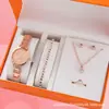 Popular Transfronterizo Lujo Kumo Reloj Pulsera de Diamantes para Mujer Reloj de Cuarzo Juego de Cinco Piezas Moda Reloj con Correa de Acero Venta al por Mayor