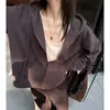 Chaqueta de Invierno Gruesa de Polar Cepillado Cálido con Capucha de Manga Larga Holgada Perezosa Estilo Coreano Casual Top de Manga Larga para Mujer