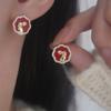 Pendientes franceses de conejito rojo pequeño, ligeros, de lujo, de alta gama, con diseño de nicho, para el Año Nuevo chino.