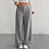 Comercio Exterior Europeo y Americano Amazon Transfronterizo Ropa Casual para Mujer con Bolsillos Delanteros y Traseros Holgados Color Sólido Bolsillos Pantalones de Pierna Ancha Largos Casual