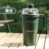 Taza con Asa de Gran Capacidad para Niñas con Asa y Popote, Aspecto Elegante de Acero Inoxidable 304 Portátil para Coche, Taza Térmica