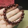 Pulsera de Sándalo Rojo 10mm con Talla de Buda, Artesanía en Madera, Cuentas de Oración Budistas Sencillas, Regalo