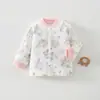 Chaqueta de Algodón para Niños Otoño 60g Algodón Delgado Unisex Bebé Exterior Dibujos Animados Sin Costuras Dos Botones Individual Superior Ropa de Abrigo Cálida