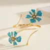 Pulseira de braço floral de metal com pingente de gota de óleo transfronteiriça europeia e americana, moderna e doce, joia feminina de luxo leve e de alta qualidade