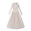 Vestido Feminino Novo Outono 2024, Design de Garota Popular, Irregular, Slim, Sem Costas, Plissado, Corte em A