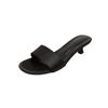 Versión de Piel de Vaca~Nuevo Estilo Zapatos de Tacón Alto de Seda Estilo Británico con Tacón de Gatito, Sandalias de Piel Genuina para Mujer, Estilo Verano