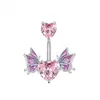 Nuevos Anillos para Ombligo Rosas con Lazo Estilo Europeo y Americano, Diversas Joyas para Piercing con Circonitas de Gran Venta, Accesorios para Anillos de Ombligo