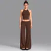 Conjunto de yoga transfronterizo con top deportivo de tirantes halter para mujer y conjunto de pantalones deportivos casuales para correr y yoga