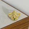 Caja Misteriosa en Vivo Oro Vintage Retro Anillo Abierto Completamente de Diamantes Circonita Esmalte Gota de Aceite Anillo Personalizado