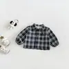 Conjunto de macacão de inverno com estampa xadrez estilo coreano, forrado com fleece e espessado, para bebês e crianças pequenas, novo, com desenho animado, para meninos.