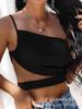 Moda Europeia e Americana Transfronteiriça Temperamento Sexy Garota Hot Cor Sólida Simples Slim Vazado Alça Única Suspensório Roupas Femininas