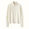 Suéter Cárdigan de Punto de Cachemira Nuevo para Mujer Otoño/Invierno Cuello Redondo Estilo Coreano Elegante Tejido de Canalé