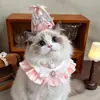 Sombrero de Disfraz de Cumpleaños para Gato Perro Mascota Fiesta de Cumpleaños Estilo Princesa Set de Pedrería Collar para Perro Pequeño y Mediano