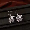Pendientes Colgantes de Hoja Plegada con Goteo de Aceite de Dopamina, Simples y Elegantes, Ganchos para Orejas Elegantes, Lujo Ligero, Sensación de Alta Gama, Pendientes de Nicho