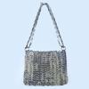 Bolso Nuevo de Hoja Metálica Plateada Talla Grande Hecho a Mano para Mujer con Cadena para Hombro Diagonal de Doble Uso Bolso de Noche Lujo Accesible