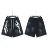 Hellstar Transfronteiriço Marca Tendência Europeia e Americana Verão Casual Esportivo Unissex Shorts Lavados Calças de Cinco Pontos