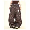 Pantalones Casuales de Pierna Ancha de Longitud Completa con Estampado Integral de Leopardo y Colgante de Estrella para Mujer Verano 2025 Nuevo Suelto Estilo Bf Retro Americano