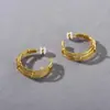 Serie Navideña Aretes de Alambre Envuelto en Forma de C con Nudo Aguja de Plata S925 Estilo Europeo y Americano Únicos de Moda Tendencia