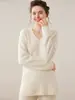 26 Novos Suéteres Femininos de Cashmere com Gola V, Soltos, Emagrecedores, de Comprimento Médio, Conjunto Versátil de Camada Base para Outono e Inverno