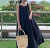 Estilo Verão 2026 Novo Vestido Sem Mangas com Gola Halter Estilo Coreano Solto Emagrecedor Acima do Joelho Modelo A Longo Vestido de Férias