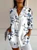 Nova Camisa Feminina Verão Europeia e Americana Tendência Camisa de Manga Média Estampada Camisa 3D Doce e Fresca