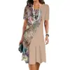 2026Y2 Aliexpress Verão Mais Vendido Floral Estampa Digital 3D Moda Casual Feminino Tamanho Plus Size Vestido Gola Redonda