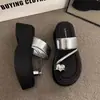 Sandalias de Playa de Plataforma con Aumento de Altura para Mujer Petite de Moda, Chanclas con Suela de Plataforma, Sandalias Deslizantes con Pedrería para Exteriores, Nuevo Modelo 2025