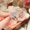 Anillo Exquisito Personalizado Corte Rosa Camelia Luz de Lujo para Mujer, Colgante de Diseño de Nicho, Pendientes de Alta Gama a la Moda