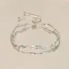 Pulseira com Contas Sorriso Arco-Íris Prata Quebrada Feminina Nicho Versátil Doce Elegante Dobra Jue Zi Novos Acessórios