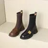 Botas Elásticas Ajustadas para Mujer, Tacón Grueso, Nuevos Estilos Otoño/Invierno 2026 Mocasines, Botines Cortos, Botas Martin, Tacón Medio, Botas de Algodón con Forro de Felpa