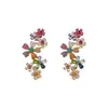 Pendientes de Flor Color-Blocking Dopamina para Mujer, Lujo Ligero, Diseño de Nicho de Alta Gama, Brazaletes de Oreja Únicos y Hermosos, Accesorios de Oreja Audaces y Elegantes