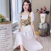 Vestido Elegante de Estilo Palacio Retro con Tirantes Reductores de Edad Francés para Mujer, Dulce Vestido de Princesa A-Line Dulce Lechoso