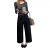 Jeans cortos de mezclilla azul para mujer, nuevo estilo otoño 2026, rectos retro versátiles de pierna ancha H082605