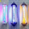 Lámpara Giratoria de Peluquería Peluquería Led Giratoria Iluminadora Salón de Peluquería Exterior Retro Simple Lámpara de Palacio Colgante de Pared Caja de Luz Impermeable Fabricante