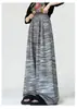Pantalones de Arroz Glutinoso Rayados Tie-Dye Gris Oscuro para Mujer, Nuevo Estilo Otoño 2025, Anchos, Adelgazantes, Sueltos, Con Caída, Pierna Recta Casual