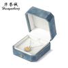 Caja de Regalo Navideña con Patrón Azul Dorado Personalizado, Pulsera de Terciopelo de Alta Gama, Caja de Joyería, Caja para Anillo